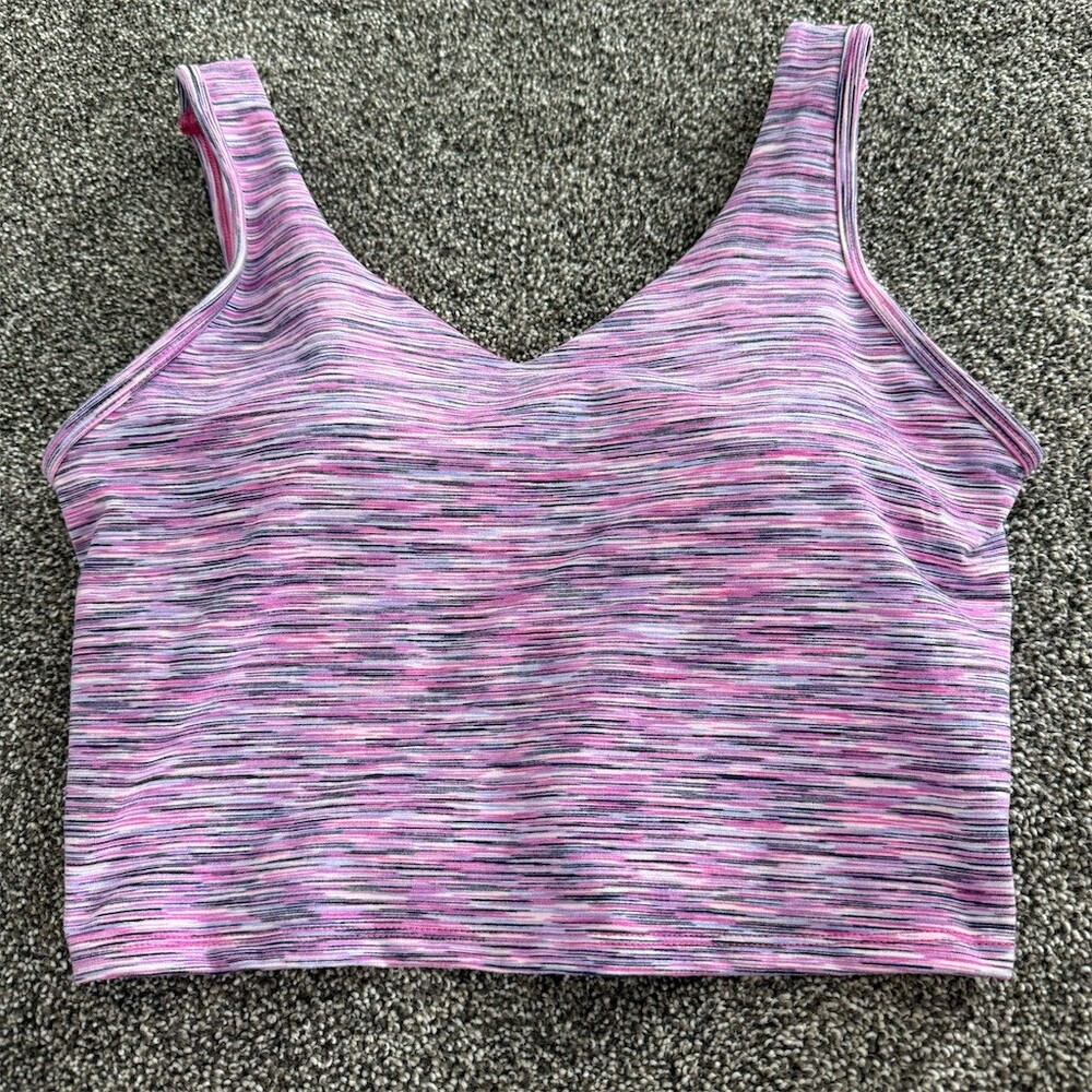Marika Sports Bra Womens Size L Pink Purple Gray Space Dye V-Neck Low
